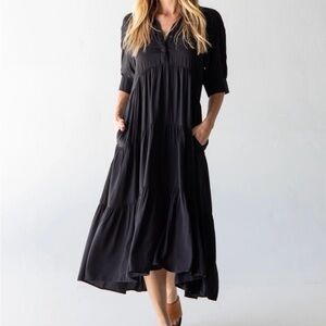 NATURAL LIFE Black Rebecca Midi Dress
